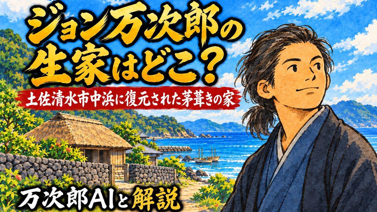ジョン万次郎の生家はどこ？土佐清水市中浜に復元された茅葺きの家 万次郎AIと解説